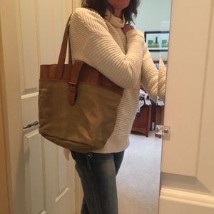 LL Bean Canvans and Leather Tote Bag